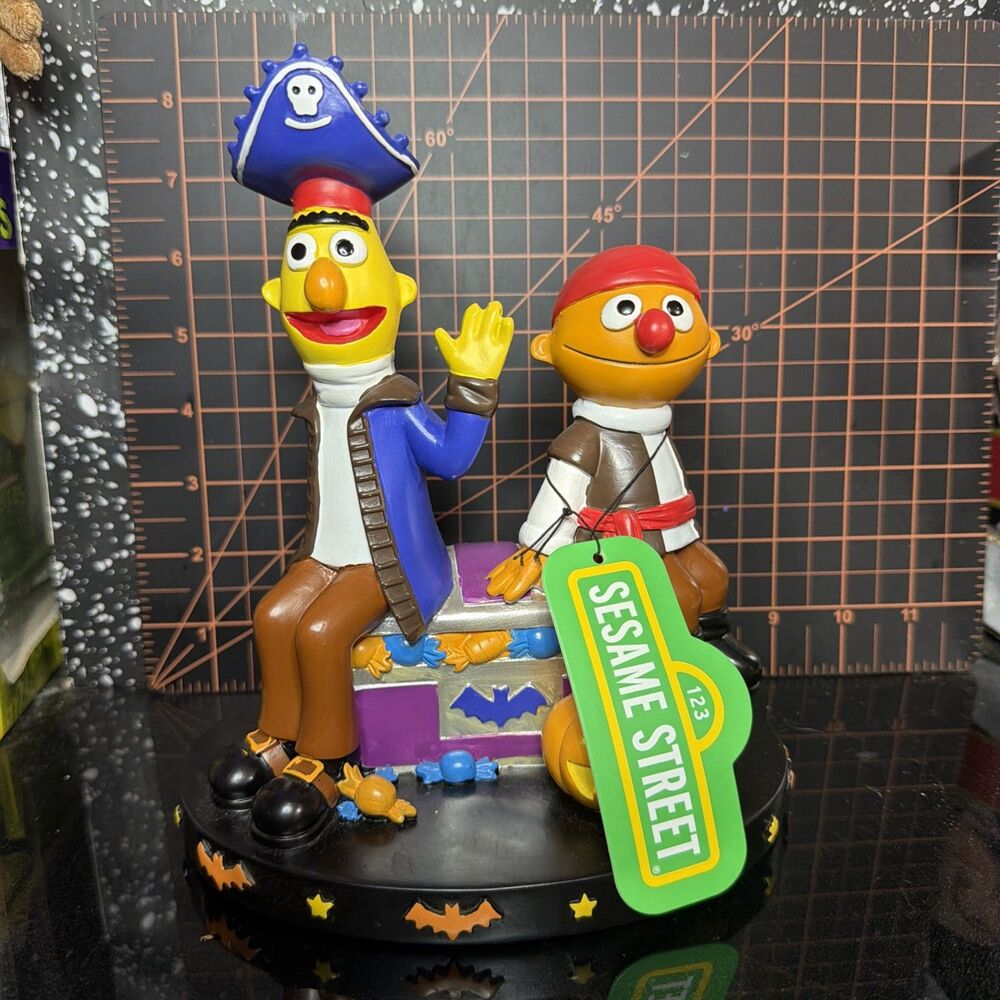 Sesame Street Bert & Ernie Pirate Halloween Figurine 8in Resin NWT